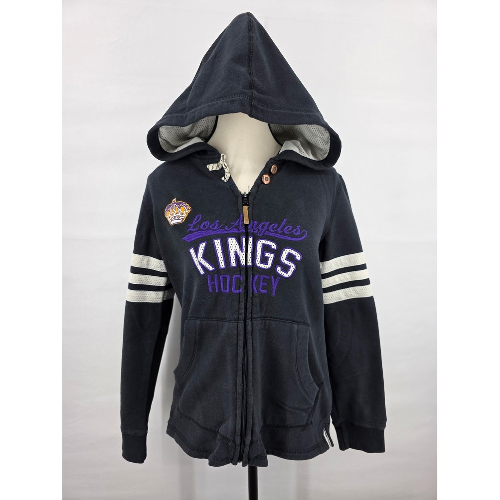 CCM Los Angeles Kings Womens Full Zip Hoodie Black Purple NHL Hockey Size M